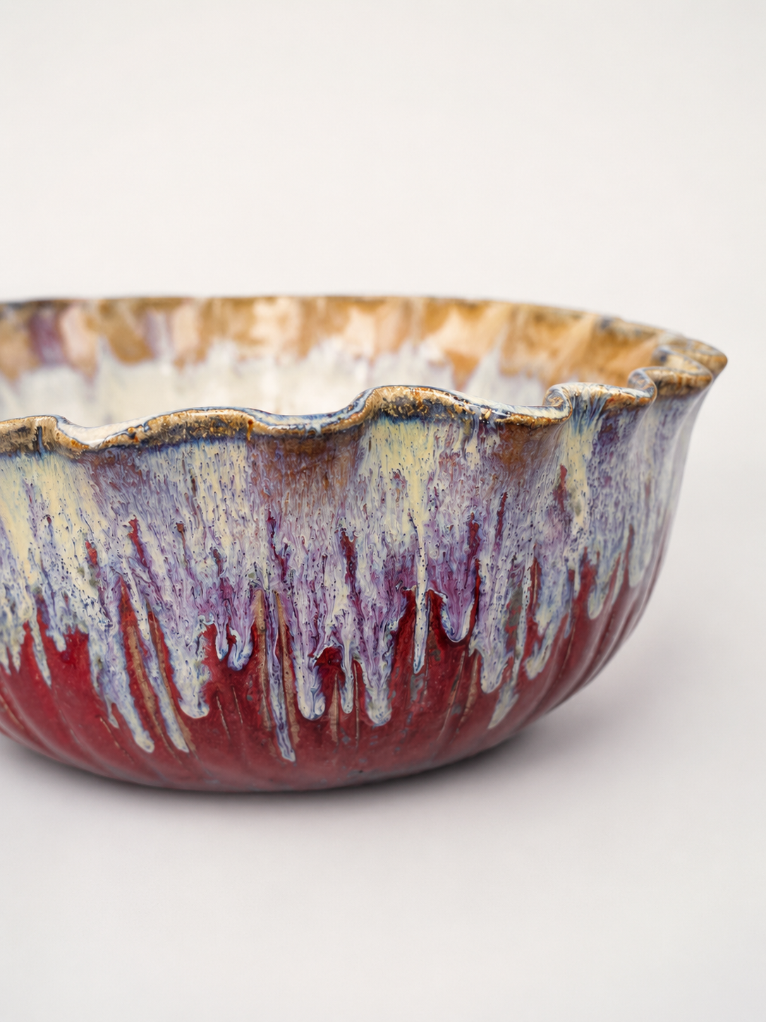 Scallop Dripped Glaze Bowl